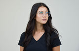 Blakely Blue Crystal Clear Round Eye Glasses