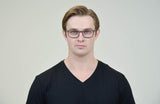 Brodie Blue Square Wood-look Glasses in Black