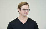 Brodie Blue Square Wood-look Glasses in Black