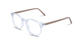 clear round womens glasses beige sides